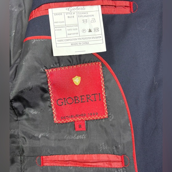 NWT Gioberti Boys Formal Navy Blazer Suit Jacket | Size 8 - Picture 7 of 12